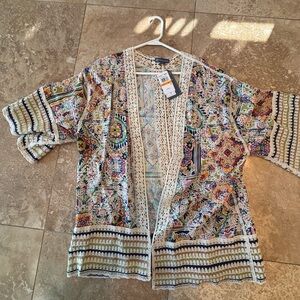 Democracy Lace Trim Multicolor Cardigan